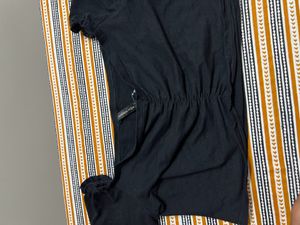 Black Solid Bardot Top
