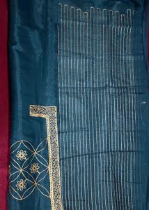 Teal &amp; Gold Dress Material