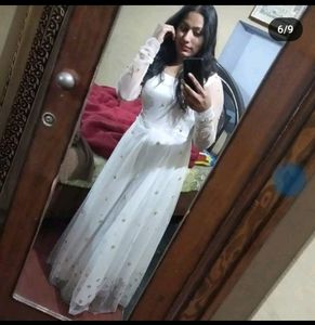 Floor Length Gown With Multi Colour Dupatta