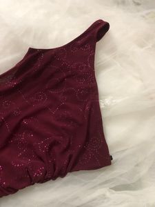 Burgundy One-Shoulder Sparkle Dress