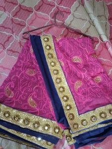 Amazing Glass Embroidery Design Saree