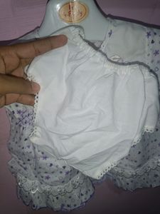 New Born Baby Pure Cotton Frock(Purple) With Panty