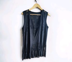 Waterfall Cutwork Black Shrugs