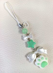 Trendy Handmade Cat Paw Phone Charm - Green