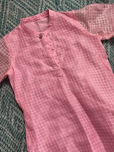 Pink Net Type Kurta