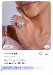 GIVA Petals Floral Silver Ring