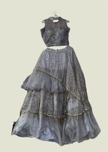 10m Skirt Grey Lehenga