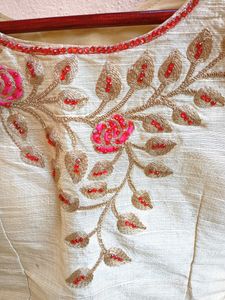 Zari Embroidery Blouse With Red Stone Work