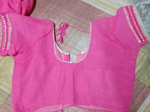 Pink &amp; Cream Embellished Sari