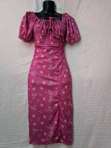 Pink Floral Midi Dress Combo