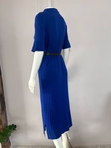 Cobalt Blue Knit Polo Dress