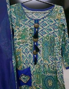 Stylish Cotton Plazoo Suit With Lace Duppata