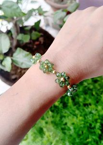 Dark Green Floral Bracelet