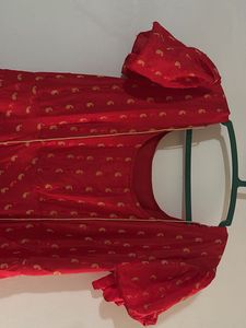 Red Printed Midi Dress