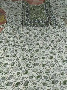 Green Printed Kurta
