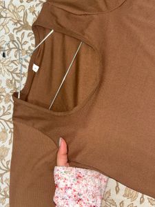 Brown Bodycon Maxi Dress – Size S (With Freebie)