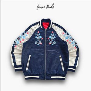 Y2K AESTHETIC JAPANESE Embroidered Bomber