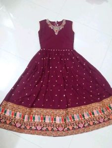 Kids Elegant Maroon Ethnic Gown