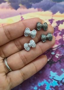 Sparkly Bow Stud Earrings