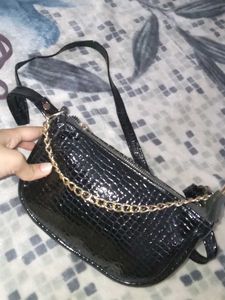 Black Embellished Chain Bag