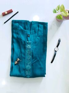 Teal Embellished Kurti