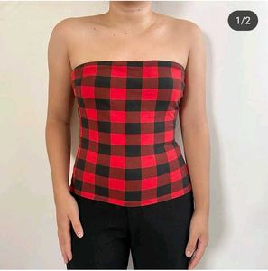 Red Plaid Tube Top