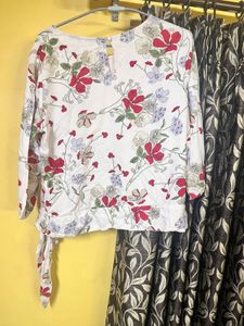 Floral Print Tie-Waist Top