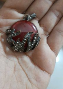 Red &amp; Silver Vintage Pendant
