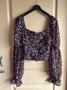 Floral Long Sleeve Crop Top