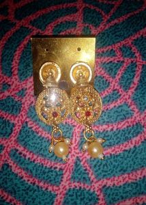 Gold Tone Dangle Earring, Bangles,Chocker Set