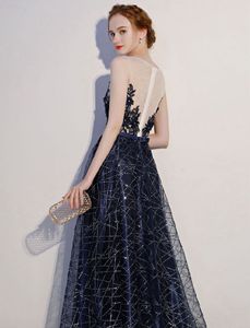Navy Blue Banquet Evening Dress