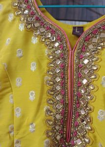 Yellow Embellished Kurta/Kurti