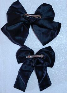2 Elegant Black Bow Hair Clips