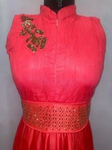 Coral Dress with Sequins