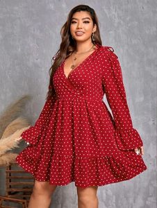 SHEIN Confetti Heart Print Flounce Sleeve Dress