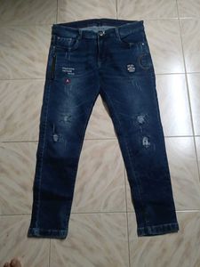 Branded Distressed Denim Jeans
