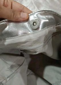 Silver Metallic Tote Bag