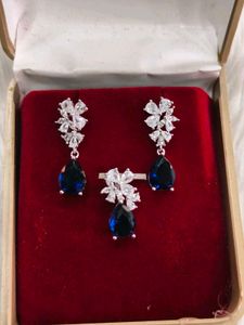 Sapphire Blue 925 Sterling Silver Jewelry Set