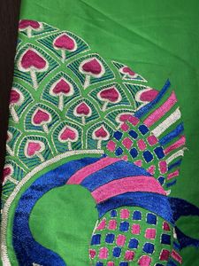 Beautiful Peacock Embroidery Saree