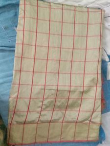Malai Silk Gold &amp; Red Colour Saree