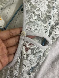 CODE Lace Shoulder Ruffle Top