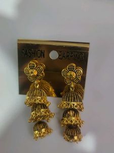 Golden Jhumka Earrings