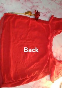 ❤️Elegant Red Pleated Top with Lace Sleeves