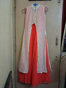 Coral & Lace Overlay Dress