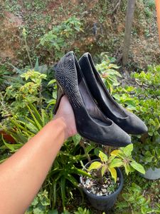 Suede Black High Heels