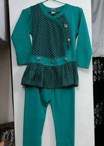 Woolen Green Dress for Girl Kid