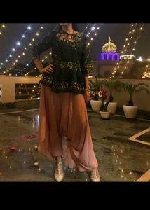 Green Ans Peach Plazo & Short Kurta Set