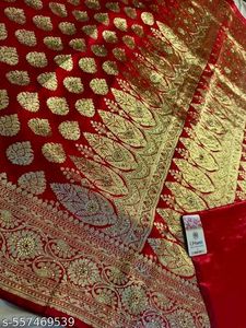 Bridal Marron &amp; Gold Banarasi Saree