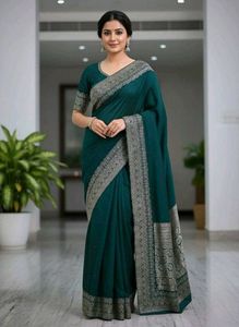 Elegant Green Embroidered Saree