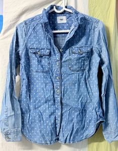 Polka Dot Denim Shirt